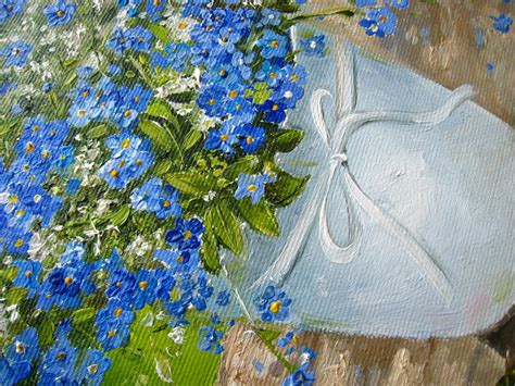 Forget Me Nots Painting Oil Painting of Blue Flowers Original | Etsy