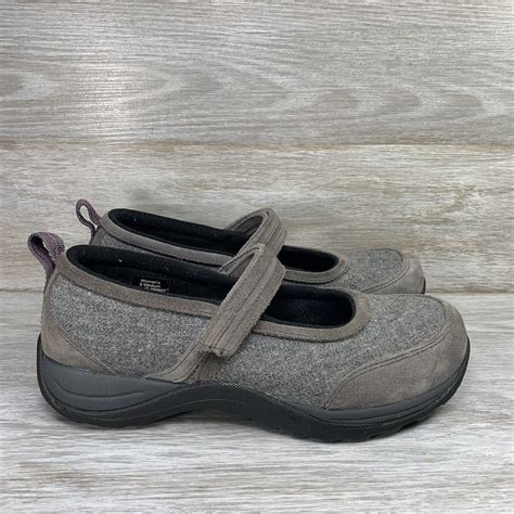 LL Bean Womens Water Resistant Gray Suede Wool Comfort Mocs Mary Jane ...