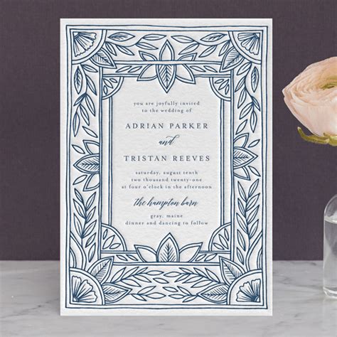 "Handmade Ornate Frame" - Customizable Letterpress Wedding Invitations ...
