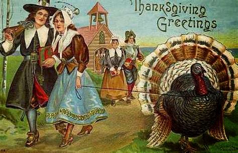 bumble button: Thanksgiving Free Clip Art from Antique Postcards - Turkeys and Pilgrims-