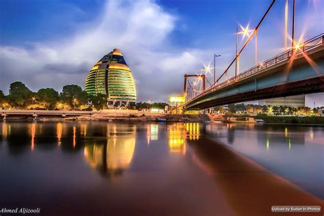 Banks of the river Nile at Khartoum at night ضفاف نهر النيل عند الخرطوم ...