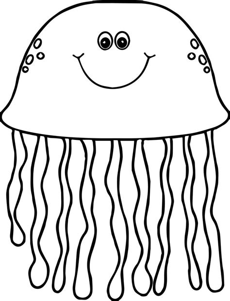 Jellyfish Cartoon Tail Cute Cartoon Coloring Page | Wecoloringpage.com