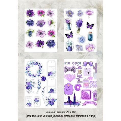 Jual purple theme sticker for phone/laptop/scrapbook journal (stiker ...