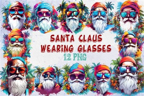 Santa Claus Wearing Glasses Clipart Graphic by Nutty Creations ...