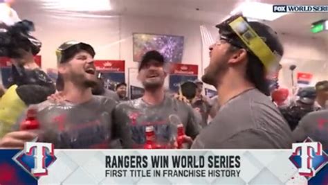 Rangers congratulated by their good luck charm after World Series win