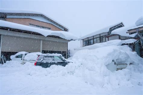 Snow Falling in Winter at Gifu Chubu Japan Stock Image - Image of ...