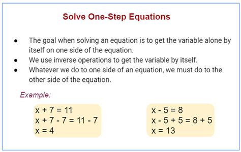 One-Step Equation Worksheets (printable, online, answers, examples)