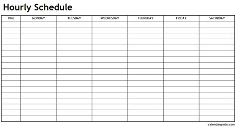 Printable Hourly Schedule Template - 24 Hours Planner Blank Templates