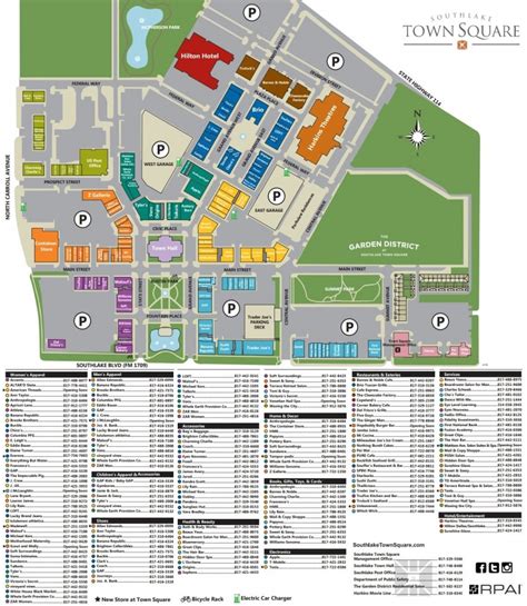 Southlake Town Square Shopping Plan | Mall Maps | Southlake Town - Southlake Texas Map ...