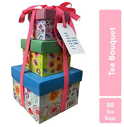 Tea Gift Set for Tea Lovers | Tea Bouquet Gift Box Tower | 80 Tea Bags ...