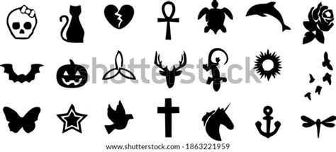 Small Minimal Tattoo Symbols Transparent Background Stock Vector ...