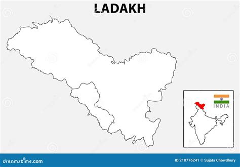 Ladakh Map District Map Of Ladakh. Ladakh Map With District And Capital. Colour Full District ...