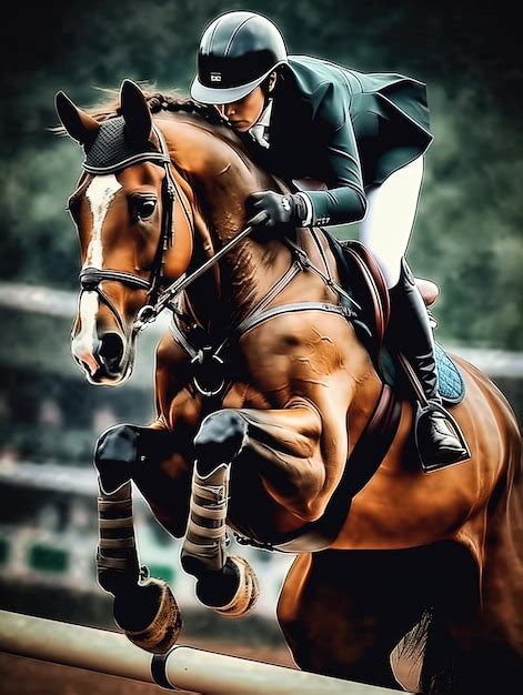 Premium AI Image | a jockey on a horse with a helmet on.