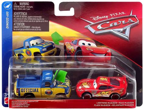 Disney Pixar Cars Cars 3 Dinoco 400 Dexter Hoover with Green Flag Lightning McQueen 155 Diecast ...