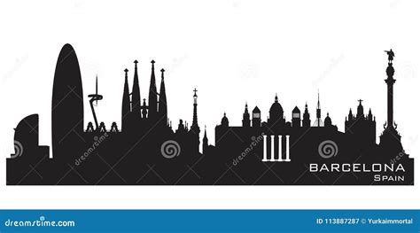 Barcelona Spain City Skyline Vector Silhouette Stock Vector ...