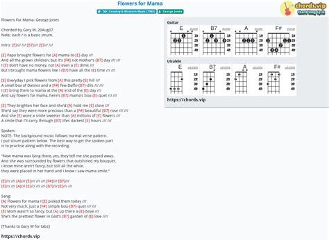 Chord: Flowers for Mama - tab, song lyric, sheet, guitar, ukulele | chords.vip