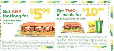 Subway Coupons and Discounts