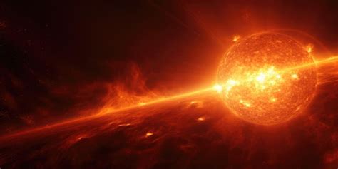 Premium AI Image | Surface of the Sun Solar Flare in Red and Orange ...