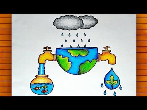 a drawing of the earth with water coming out of it's faucets