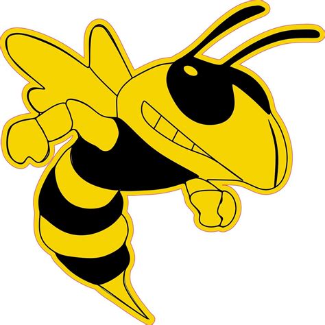 6in x 6in Right Facing Yellow Black Hornet Bee Masco Bumper Sticker Vinyl Window Decal ...