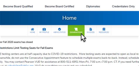 Viewing Your Pearson VUE Exam Appointment | ABFAS