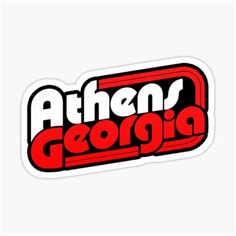 "Athens Georgia | Retro Block Logo | White, Red and Black" Sticker for ...