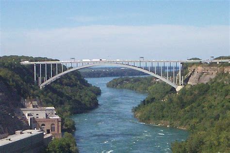 The Lewiston–Queenston Bridge is an arch bridge that crosses the Niagara River gorge just south ...