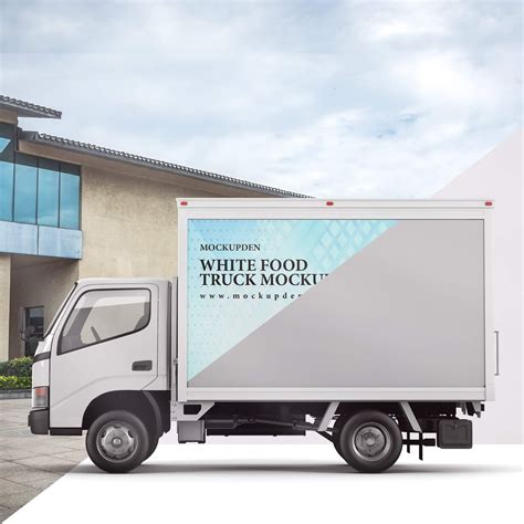 Free White Food Truck Mockup PSD