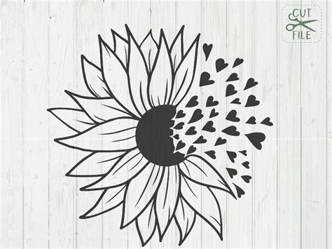 Sunflower Heart PNG and SVG – Sunflower Clipart - Wild soul - wild art