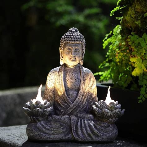 Buddha Statue Zen Sculpture Yoga Garden Decor With LED Solar - Etsy