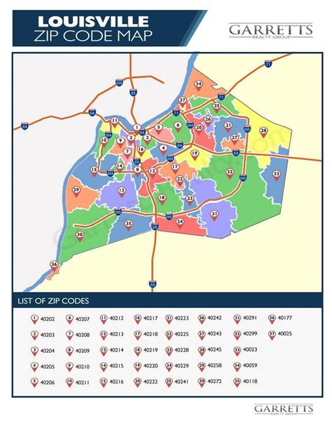 Zip code map Louisville KY - Zip code map of Louisville KY (Kentucky USA)