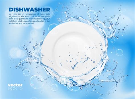 Clean Plate With Water Splash And Soap Bubbles Template Download on Pngtree