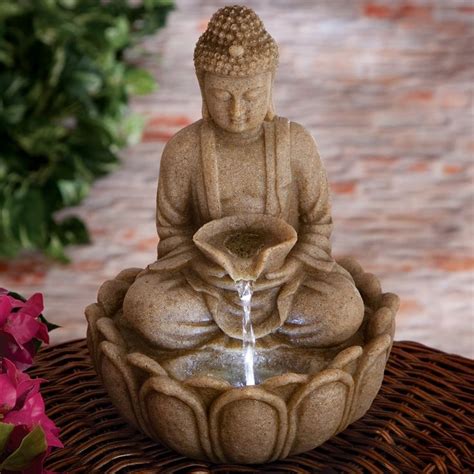 Bits and Pieces - Indoor Meditating Buddha Fountain - Compact & Lightweight Water Fountain ...