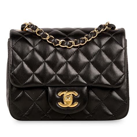 Chanel - Mini Square Classic Flap Bag - Black Lambskin - GHW | Bagista