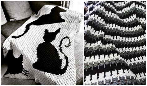 Black and White Cat Blanket Free Crochet Patterns - Your Crochet