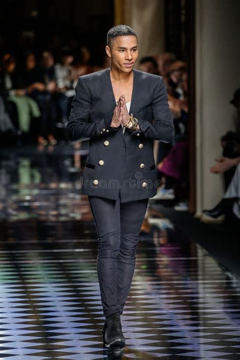 Designer Olivier Rousteing Walks the Runway during the Balmain Show ...