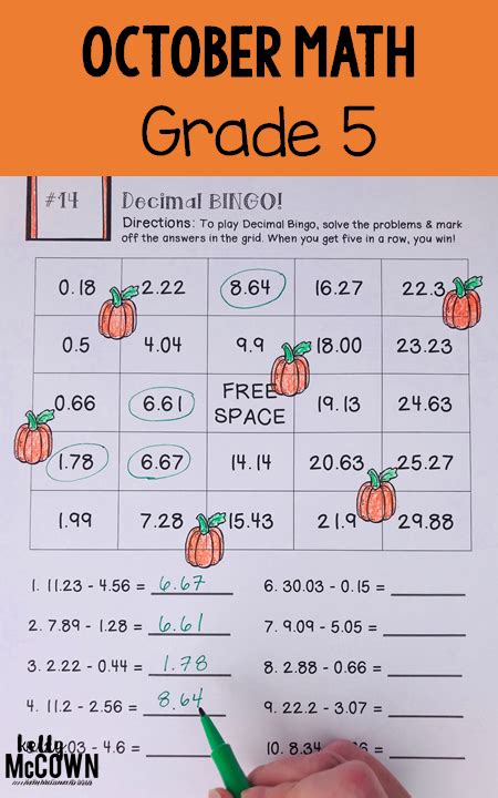 Decimal Games For 5th Graders - Mark Stevenson's Subtraction Worksheets