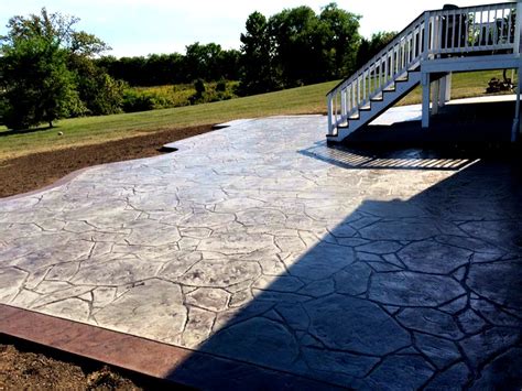 Backyard Stamped Concrete Patio with Border | Blackwater