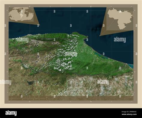 Miranda, state of Venezuela. High resolution satellite map. Locations ...