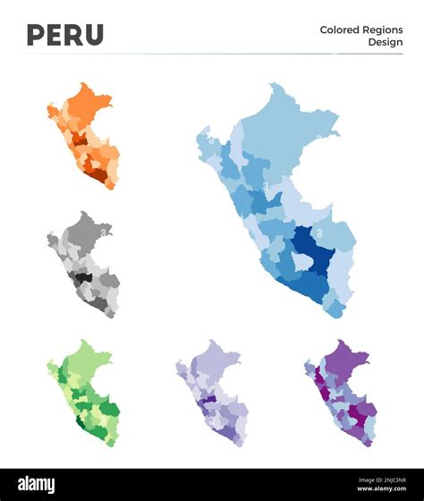 Peru map collection. Borders of Peru for your infographic. Colored country regions. Vector ...