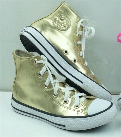 Gold Converse High Tops - size UK 1 US 1.5 EU 33 | eBay in 2022 ...