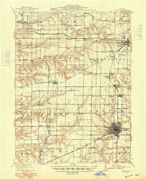 1912 Canton, IL - Illinois - USGS Topographic Map - Historic Pictoric