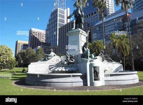 statue of captain arthur phillip first governor of NSW in Royal Botanic Gardens in Sydney ...