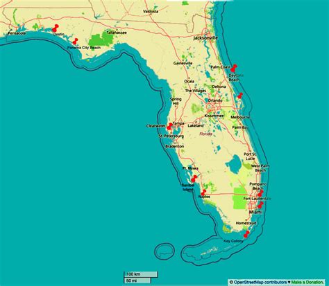 Map Florida Beaches | Beach Map