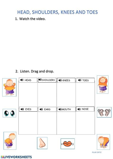 Head, shoulders, knees and toes song worksheet | Live Worksheets - Worksheets Library