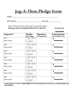 Jog A Thon Pledge Sheet - Fill and Sign Printable Template Online