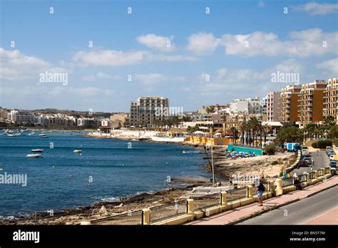 Qawra seafront and hotels, Malta Stock Photo - Alamy