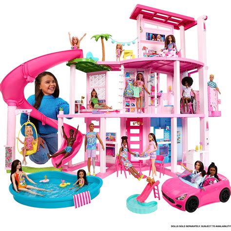 Barbie Dreamhouse, Pool Party Doll House with 75+ Pieces and 3-Story ...