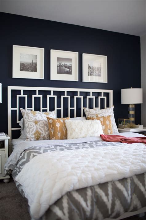 Navy Blue Headboard Bedroom Ideas - Design Corral