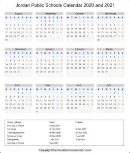 Jordan School District Calendar Holidays 2020-2021